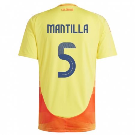 Kandiny Férfi Kolumbia Kevin Mantilla #5 Sárga Hazai Jersey 24-26 Mez Póló Ing