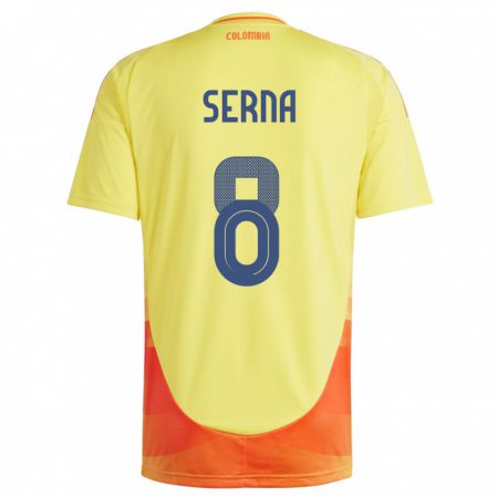 Kandiny Férfi Kolumbia Liced Serna #8 Sárga Hazai Jersey 24-26 Mez Póló Ing