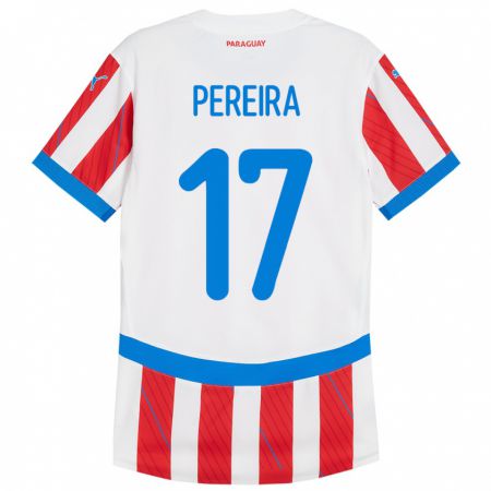 Kandiny Férfi Paraguay Kevin Pereira #17 Fehér Piros Hazai Jersey 24-26 Mez Póló Ing