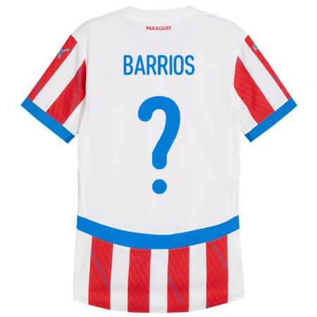 Kandiny Férfi Paraguay Fabio Barrios #0 Fehér Piros Hazai Jersey 24-26 Mez Póló Ing