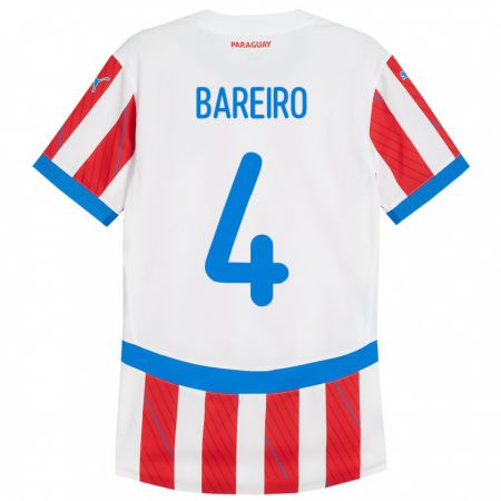 Kandiny Férfi Paraguay Daysy Bareiro #4 Fehér Piros Hazai Jersey 24-26 Mez Póló Ing