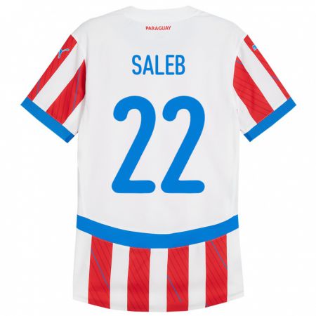 Kandiny Férfi Paraguay Gloria Saleb #22 Fehér Piros Hazai Jersey 24-26 Mez Póló Ing