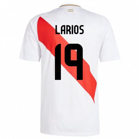 Kandiny Férfi Peru Guillermo Larios #19 Fehér Hazai Jersey 24-26 Mez Póló Ing