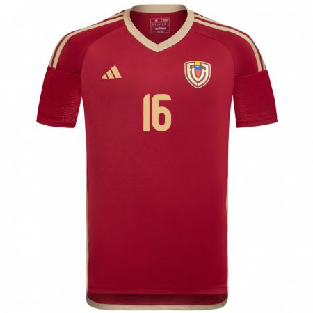 Kandiny Férfi Venezuela Renne Rivas #16 Burgundia Hazai Jersey 24-26 Mez Póló Ing