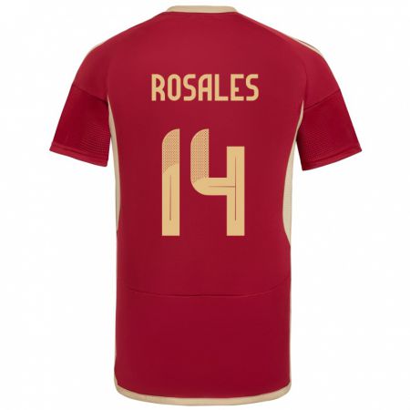 Kandiny Férfi Venezuela Roberto Rosales #14 Burgundia Hazai Jersey 24-26 Mez Póló Ing