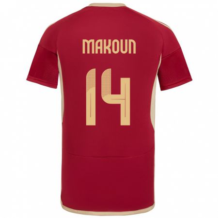 Kandiny Férfi Venezuela Christian Makoun #14 Burgundia Hazai Jersey 24-26 Mez Póló Ing