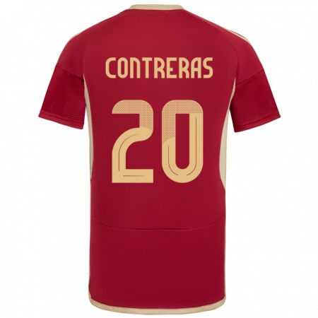 Kandiny Férfi Venezuela Anderson Contreras #20 Burgundia Hazai Jersey 24-26 Mez Póló Ing