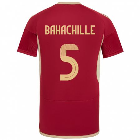 Kandiny Férfi Venezuela Abraham Bahachille #5 Burgundia Hazai Jersey 24-26 Mez Póló Ing