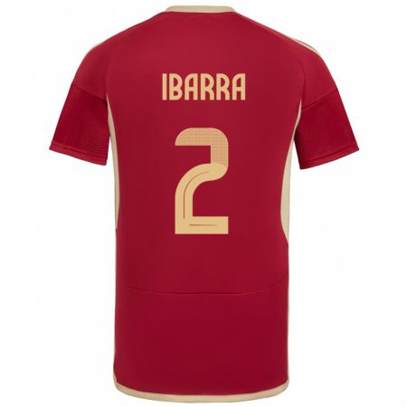 Kandiny Férfi Venezuela Pablo Ibarra #2 Burgundia Hazai Jersey 24-26 Mez Póló Ing