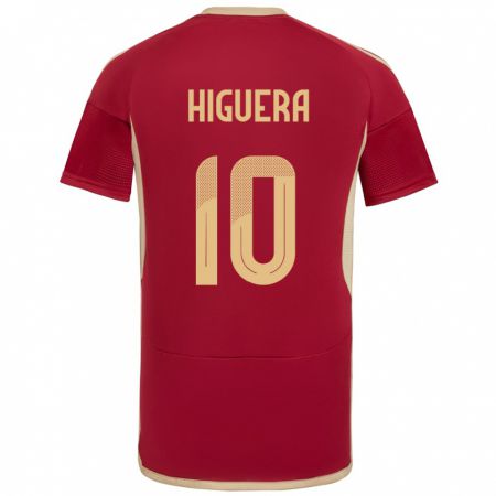 Kandiny Férfi Venezuela Enyerliannys Higuera #10 Burgundia Hazai Jersey 24-26 Mez Póló Ing