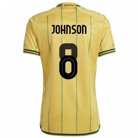 Kandiny Férfi Jamaica Daniel Johnson #8 Sárga Hazai Jersey 24-26 Mez Póló Ing