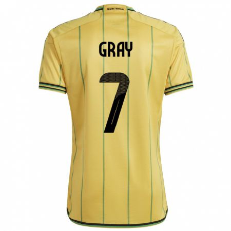 Kandiny Férfi Jamaica Demarai Gray #7 Sárga Hazai Jersey 24-26 Mez Póló Ing