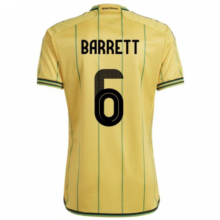 Kandiny Férfi Jamaica Ronaldo Barrett #6 Sárga Hazai Jersey 24-26 Mez Póló Ing