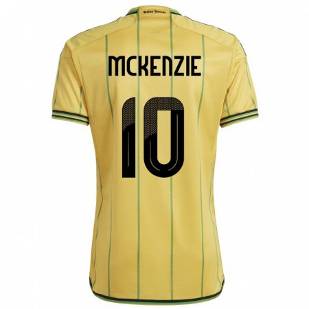 Kandiny Férfi Jamaica Denzel Mckenzie #10 Sárga Hazai Jersey 24-26 Mez Póló Ing