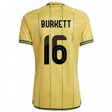 Kandiny Férfi Jamaica Brian Burkett #16 Sárga Hazai Jersey 24-26 Mez Póló Ing