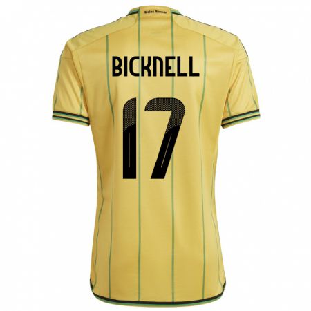 Kandiny Férfi Jamaica Alexander Bicknell #17 Sárga Hazai Jersey 24-26 Mez Póló Ing