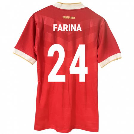 Kandiny Férfi Panama Edgardo Fariña #24 Piros Hazai Jersey 24-26 Mez Póló Ing