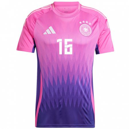 Kandiny Férfi Németország Lukas Klostermann #16 Pink Lila Idegenbeli Jersey 24-26 Mez Póló Ing