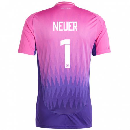 Kandiny Férfi Németország Manuel Neuer #1 Pink Lila Idegenbeli Jersey 24-26 Mez Póló Ing