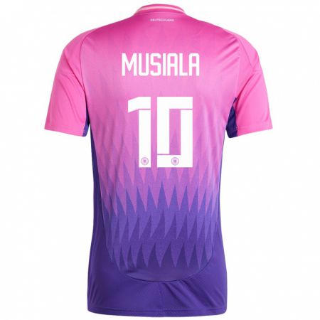 Kandiny Férfi Németország Jamal Musiala #10 Pink Lila Idegenbeli Jersey 24-26 Mez Póló Ing