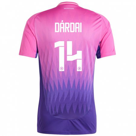 Kandiny Férfi Németország Marton Dardai #14 Pink Lila Idegenbeli Jersey 24-26 Mez Póló Ing