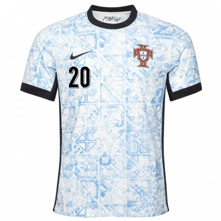 Kandiny Férfi Portugália Rodrigo Mora #20 Krémkék Idegenbeli Jersey 24-26 Mez Póló Ing