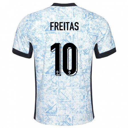 Kandiny Férfi Portugália Tiago Freitas #10 Krémkék Idegenbeli Jersey 24-26 Mez Póló Ing