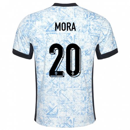 Kandiny Férfi Portugália Rodrigo Mora #20 Krémkék Idegenbeli Jersey 24-26 Mez Póló Ing