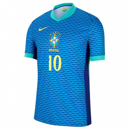 Kandiny Férfi Brazília Neymar #10 Kék Idegenbeli Jersey 24-26 Mez Póló Ing