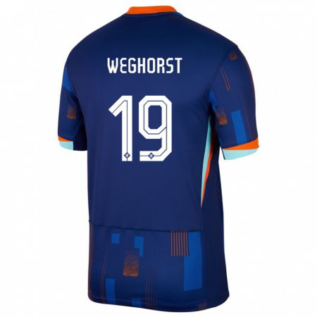 Kandiny Férfi Hollandia Wout Weghorst #19 Kék Idegenbeli Jersey 24-26 Mez Póló Ing