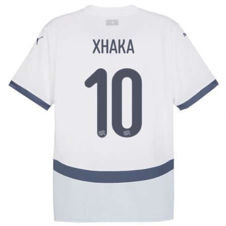 Kandiny Férfi Svájc Granit Xhaka #10 Fehér Idegenbeli Jersey 24-26 Mez Póló Ing