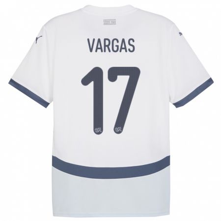 Kandiny Férfi Svájc Ruben Vargas #17 Fehér Idegenbeli Jersey 24-26 Mez Póló Ing