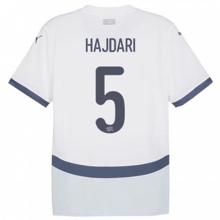 Kandiny Férfi Svájc Albian Hajdari #5 Fehér Idegenbeli Jersey 24-26 Mez Póló Ing