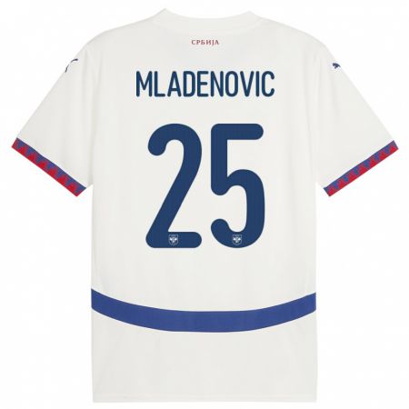Kandiny Férfi Szerbia Filip Mladenovic #25 Fehér Idegenbeli Jersey 24-26 Mez Póló Ing