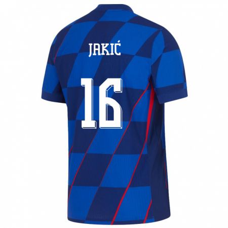 Kandiny Férfi Horvátország Kristijan Jakic #16 Kék Idegenbeli Jersey 24-26 Mez Póló Ing