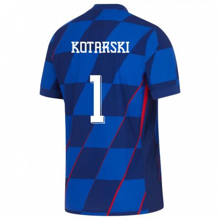 Kandiny Férfi Horvátország Dominik Kotarski #1 Kék Idegenbeli Jersey 24-26 Mez Póló Ing