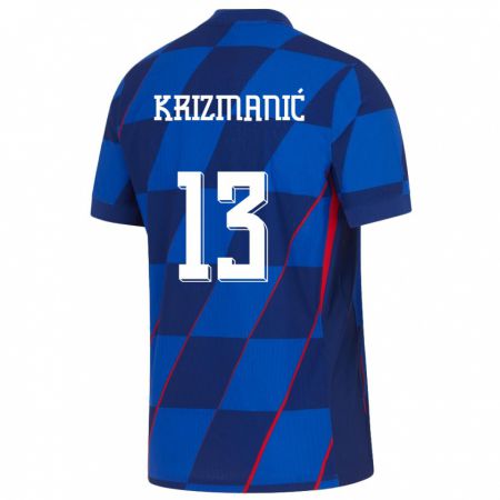 Kandiny Férfi Horvátország Kresimir Krizmanic #13 Kék Idegenbeli Jersey 24-26 Mez Póló Ing