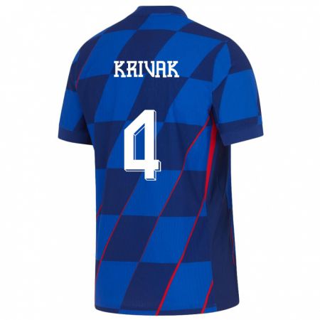 Kandiny Férfi Horvátország Fabijan Krivak #4 Kék Idegenbeli Jersey 24-26 Mez Póló Ing