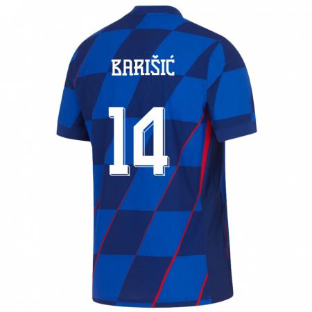 Kandiny Férfi Horvátország Teo Barisic #14 Kék Idegenbeli Jersey 24-26 Mez Póló Ing