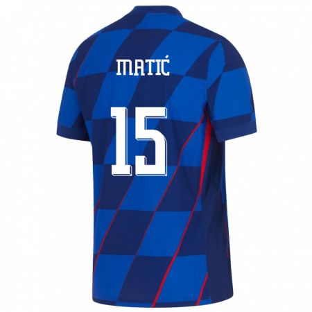 Kandiny Férfi Horvátország Matej Matic #15 Kék Idegenbeli Jersey 24-26 Mez Póló Ing