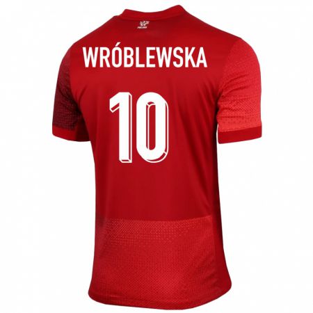 Kandiny Férfi Lengyelország Joanna Wroblewska #10 Piros Idegenbeli Jersey 24-26 Mez Póló Ing