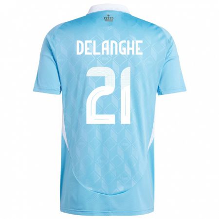 Kandiny Férfi Belgium Maxime Delanghe #21 Kék Idegenbeli Jersey 24-26 Mez Póló Ing