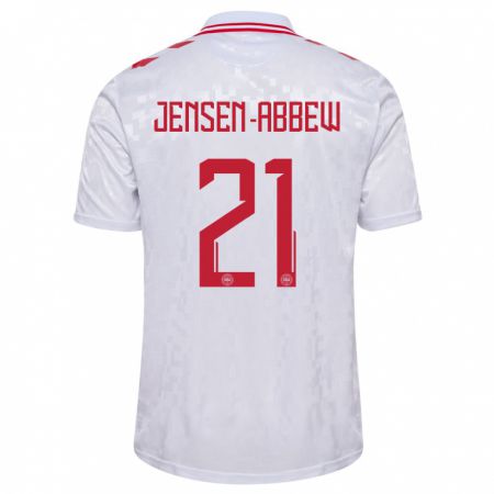 Kandiny Férfi Dánia Jonas Jensen-Abbew #21 Fehér Idegenbeli Jersey 24-26 Mez Póló Ing