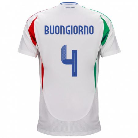 Kandiny Férfi Olaszország Alessandro Buongiorno #4 Fehér Idegenbeli Jersey 24-26 Mez Póló Ing