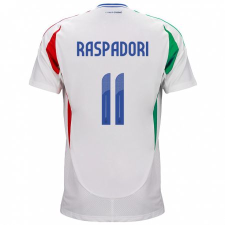 Kandiny Férfi Olaszország Giacomo Raspadori #11 Fehér Idegenbeli Jersey 24-26 Mez Póló Ing