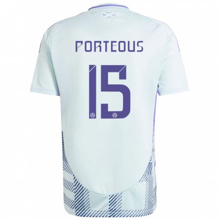 Kandiny Férfi Skócia Ryan Porteous #15 Világos Menta Kék Idegenbeli Jersey 24-26 Mez Póló Ing