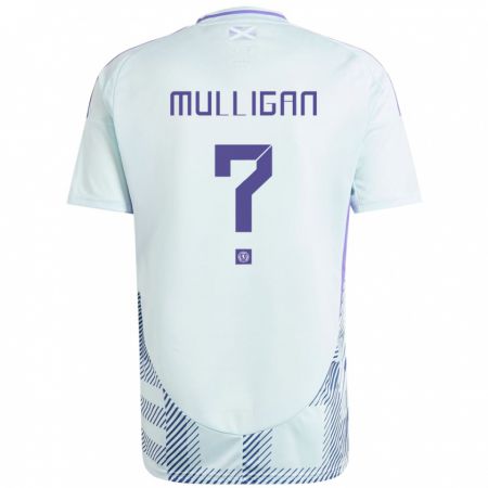 Kandiny Férfi Skócia Josh Mulligan #0 Világos Menta Kék Idegenbeli Jersey 24-26 Mez Póló Ing