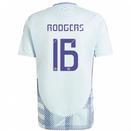 Kandiny Férfi Skócia Amy Rodgers #16 Világos Menta Kék Idegenbeli Jersey 24-26 Mez Póló Ing