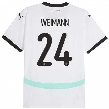 Kandiny Férfi Ausztria Andreas Weimann #24 Fehér Idegenbeli Jersey 24-26 Mez Póló Ing