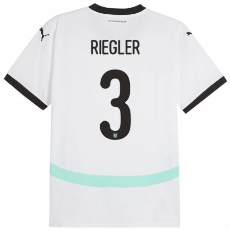 Kandiny Férfi Ausztria David Riegler #3 Fehér Idegenbeli Jersey 24-26 Mez Póló Ing